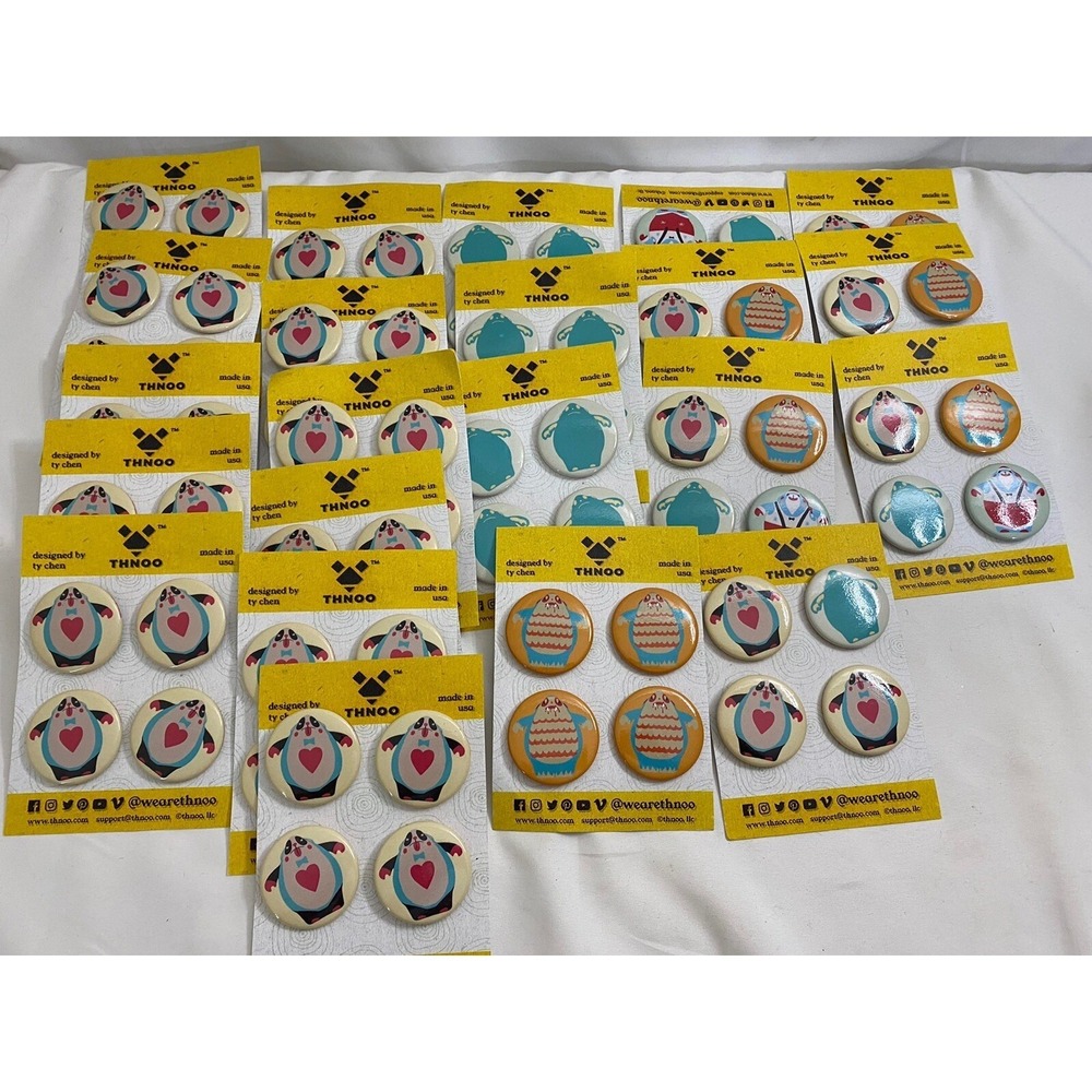 Anime Button Pin Back THNOO by Chen Made in USA Lot of 22 set of 4 Crafts